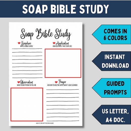 SOAP Bible Study Printable for Adults Bible Reading Plan Using SOAP Method Bible Worksheet for Indepth Study of the Bible SOAP Study - Etsy