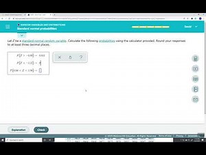 ALEKS - Random Variables and Distributions - Standard Normal Probabilities
