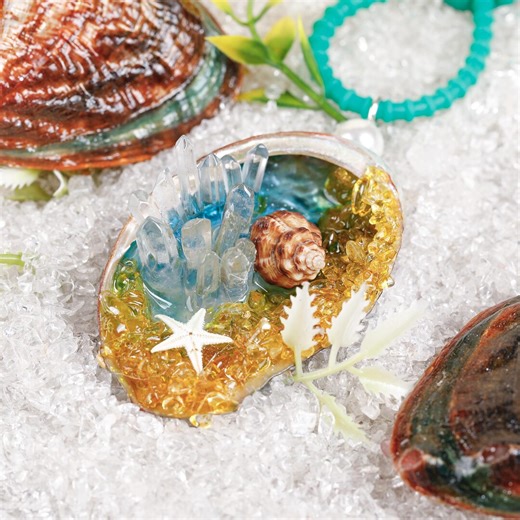 Abalone Shell Micro Landscape Hanging Piece, Natural Crystal Cluster Display, Ocean Micro Landscape With Starfish, Sea Shell, Quartz Stones - Etsy