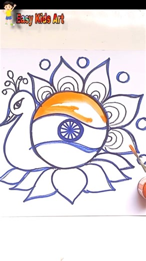 Indian Flag Peacock Drawing 🇮🇳🦚 #easydrawing #drawingforkids #trending #kidsart #shorts