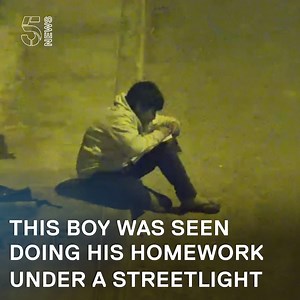 11M views · 8.2K reactions | This boy was filmed doing his homework under streetlights because his family have no access to electricity. The footage of the determined schoolboy went viral, inspiring a millionaire to fly to the boy's town to build his family a new home. | Channel 5 News | Facebook