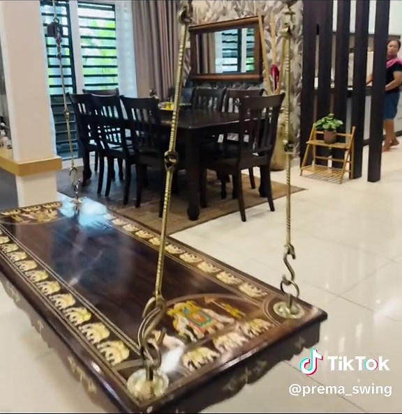 Rosewood Swing with Brass Chain and Unique Design