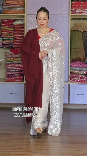 High Quality Woolen Saree Handwork Collection