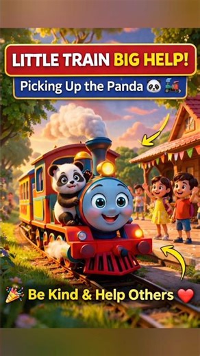 👉 Cute Little Train Helps Baby Panda 🐼🚂 | Kids Moral Story#shorts #kids