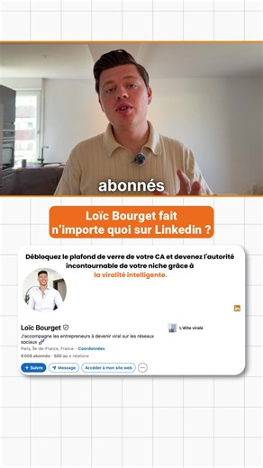 J'analyse le profil de @loicbourget_ Avoir de l’audience partout ne suffit pas pour avoir un bon profil LinkedIn. Quand quelqu’un arrive sur ton profil, il doit comprendre en quelques secondes ce que tu fais, pourquoi c’est intéressant pour lui, et quelle action il doit faire ensuite. Un bon profil LinkedIn, ce n’est pas juste une belle photo et un nom connu. C’est un profil qui utilise la preuve, la clarté et le positionnement pour convertir l’attention en opportunités. Commente “LKDN” si tu ve