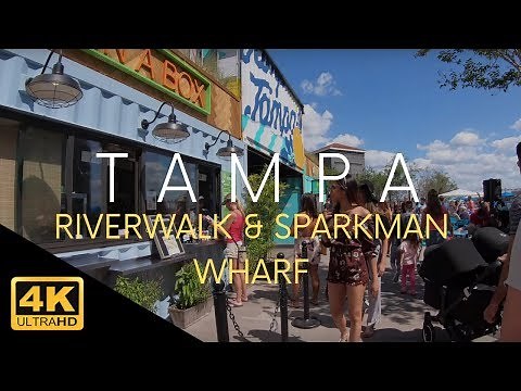 Tampa Riverwalk & Sparkman Wharf 4k Full Walking Tour Video