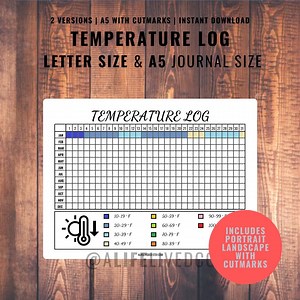 Temperature Log - Weather Tracker - Weather Log - Track Temperature - PRINTABLE Journal Page - Planner Page - Temperature Tracker - Etsy