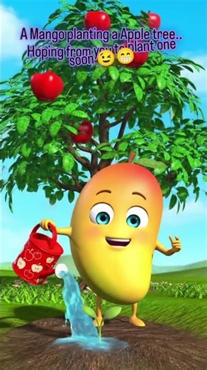 Mango planting an Apple tree #youtubeshorts #asmr #rebirth #tree #fruit #viral #animation #fun #life