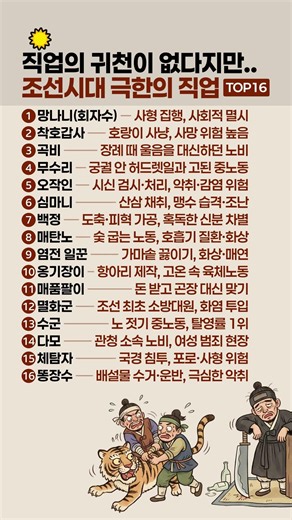 직업의 귀천이 없다지만... 조선시대 극한 직업 TOP 16 #조선시대 #역사