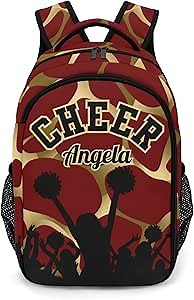 Custom Maroon Cheerleader Backpack Custom Name Large Capacity Shoulder Bags for Sports Party Leopard Print Red Gold Cheerleading