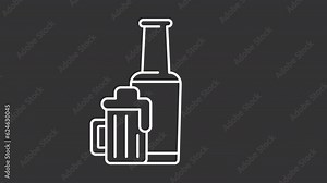 White icon animation of five percent alcohol by volume, HD video with transparent background, seamless loop 4K video of beer icon.