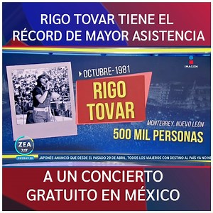 429K views · 7.4K reactions | ¡Ni #Rosalía, ni Grupo Firme, ni Justin Bieber! #RigoTovar tiene el récord de mayor asistencia a un concierto gratuito en México. | Imagen Noticias | Facebook