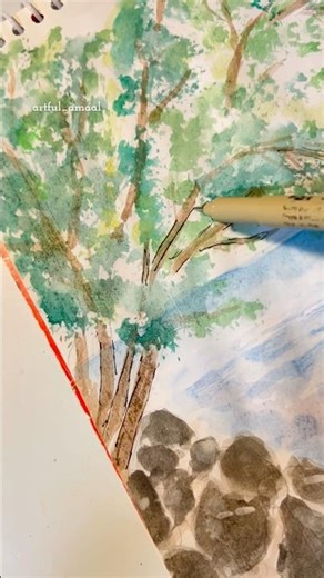 Normal paper & normal watercolor painting 🎨just try