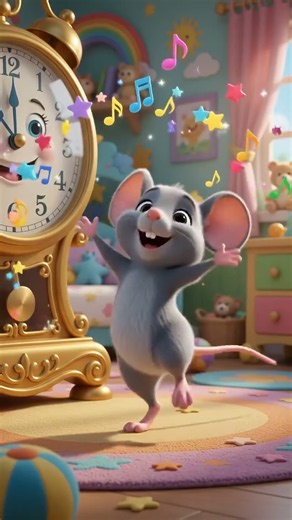 Hickory Dickory Dock 🐭⏰ | Fun Clock Song for Kids | Nursery Rhyme #Shorts
