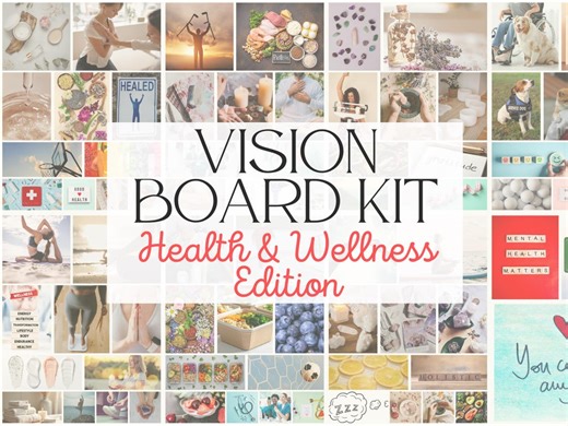 Health Wellness Vision Board Kit Printable — Healing Manifestation Digital Download