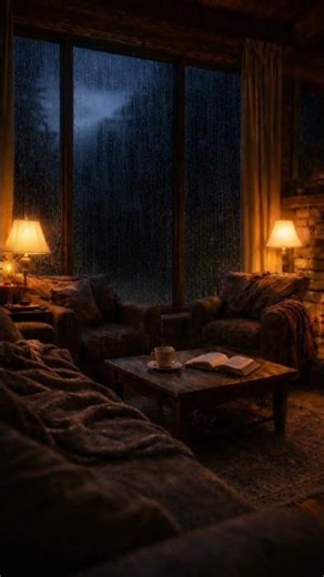 Cozy Cabin Rain & Thunderstorm Ambience for Sleeping and Studying #relax #rain #cozynights