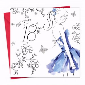 Twizler 18th Birthday Card for Her with Crystal Finish & Watercolour Effect - 18 Year Old - Age 18 Birthday Card - Female Birthday Card - Womens Birthday Card - Teenage Birthday Card