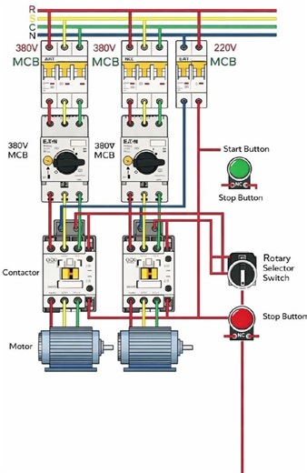 ⚡ 3 Phase Motor Wiring Explained in 60 Seconds!🔌 Complete Motor Control Circuit (Easy & Fast Guide)