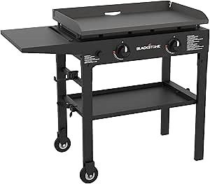 Blackstone Flat Top Gas Grill Griddle 2 Burner Propane Fuelled Rear Grease Management System, 1517, Outdoor Griddle Station for Camping, 28 inch