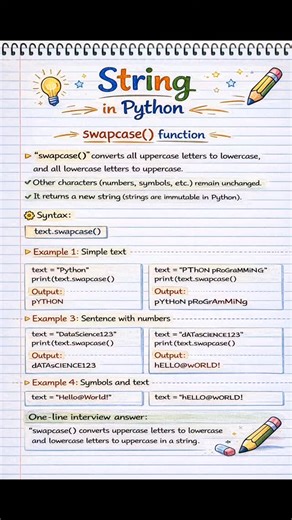 Santosh Kumar on Instagram: "String in python swapcase() function capitalize () function"