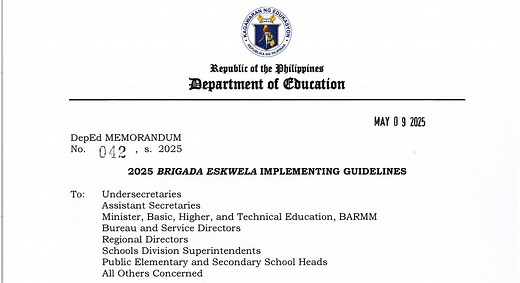 DepEd Memorandum 042, s. 2025 - 2025 Brigada Eskwela Implementing Guidelines