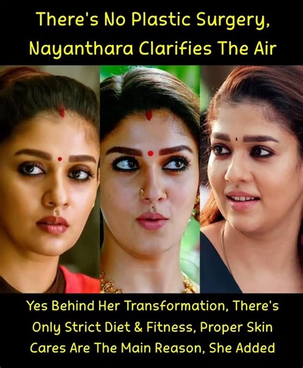 Loyal Insights on Instagram: "Nayanthara has finally cleared the ongoing buzz about her recent transformation, putting an end to speculations about plastic surgery. The actress revealed that her glowing look is the result of a disciplined lifestyle, strict diet, regular fitness routines, and consistent skincare, not any surgical enhancement. Stressing the importance of natural care, she added that her transformation is purely because of healthy living and self-discipline. #fblifestyle"