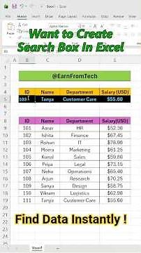 Creating Search Box in Excel: Find Anything FAST! 🔍 #exceltips #quicktutorial #workfromhome