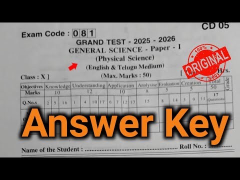 💯Ap 10th class physics grand test real paper 2026 answer key|10th grand test physics 2026 answers