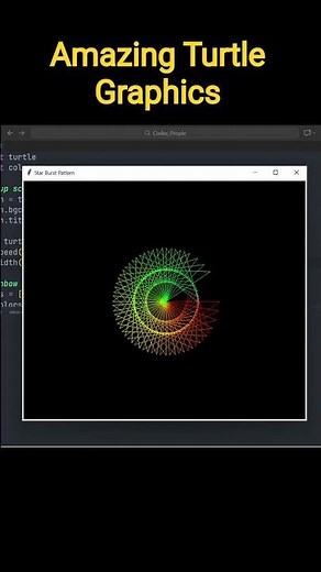 Star Burst Pattern – Radiating Star Animation in Python Turtle #coding #python