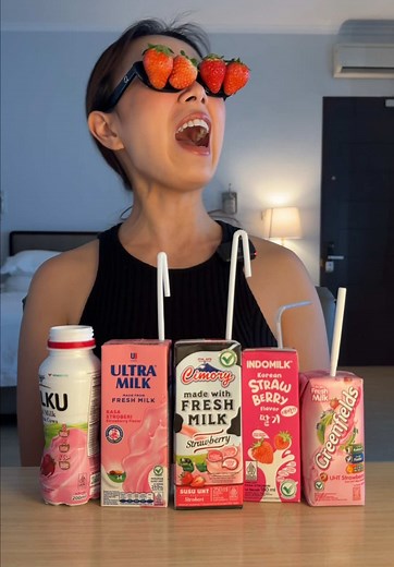 Replying to @lovecr4v Blind Taste SUSU STROBERI 🍓 Cimory vs Greenfields vs Ultra vs Indomilk vs Milku, siapa paling DAR DER DOR? #mukbang Susu UHT #dairy