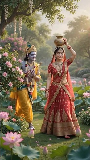 Lord Krishna's Playful Leela with Radha Ji 💙✨