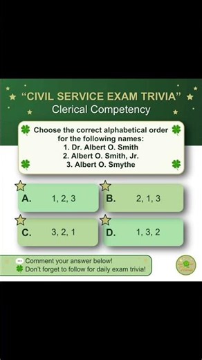 🍀Civil Service Exam Trivia #2 | Clerical Competency🍀#civilserviceexam #dailytrivia #cse #cse2026