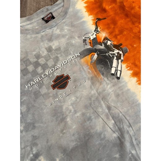 Harley Davidson Motorcycles Tie Dye Graphic T Shirt Men Orange Gray 2x - Etsy
