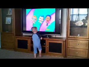 Dancing to Bubble Guppies.