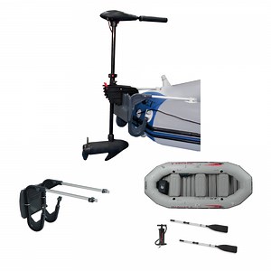 INTEX 8 Speed Trolling Motor, Mount Kit and Mariner 4-Person Boat Set