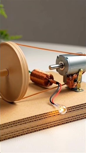Homemade Mini Electricity Generator ⚡ DIY Cardboard Power Generator | DC Motor Science Project