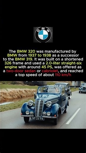 BMW 320 (1937–1938) 😮 | Classic BMW Sedan & Cabriolet #shorts