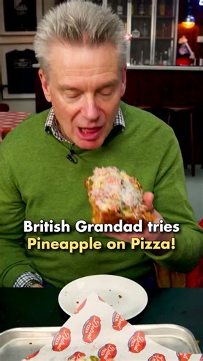 British grandad tries pineapple on pizza!