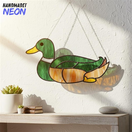 Duck Stained Glass Suncatcher, Handmade Animal Window Hanging, Farmhouse Rustic Home Decor Gift - Etsy