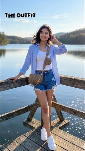 Summer Casual Outfit Idea | White Tank Top & Denim Shorts Look | Easy Stylish Outfit #shorts