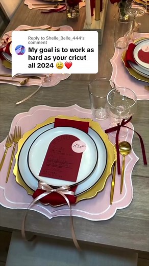 Replying to @Shelle_Belle_444 I made DIY menus/placecards for my galentine’s dinner party using canva and my cricut! #galentinesparty #valentinesparty #tablesetting #menucard #cricutprojects