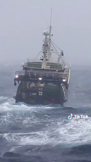 Fishing Vessel Battles Rough Seas During Winter Storms