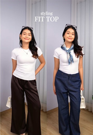 How to styling fit top 💗 #ootdfashion #awsome #outfitinspo #perfectfit #fittedshirt
