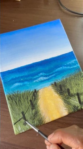 Beach acrylic painting on canvas board #beach #acrylicpainting #shorts