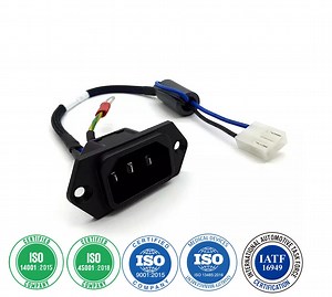 [Hot Item] C14 Panel Mount Plug Adapter AC 250V 10A 3 Pins IEC Inlet Module Plug Power Connector Socket Wire Harness