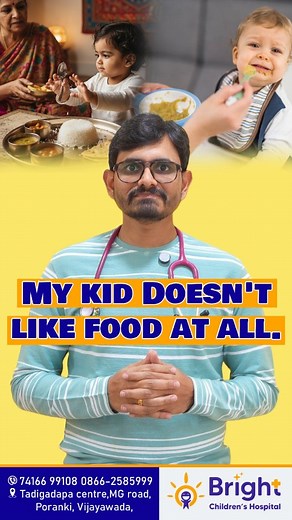 My kid doesn't like food at all. Most mothers are worried about this single thing and ask for appetite medicine. Answer these three questions to find out what's your kids fault . Know from children's doctor @drsrinivasrekapalli @karthik91190 @brightchildhealth #appetizer #appetite #kidsappetite #normalkid #normalgrowth #doityouself #milk #milkdiet #junkfood #anorexia #doesntlikefood #teambright #brightchildrenshospital Do you think normal kids need medicine or enzymes for good appetite? | Bright