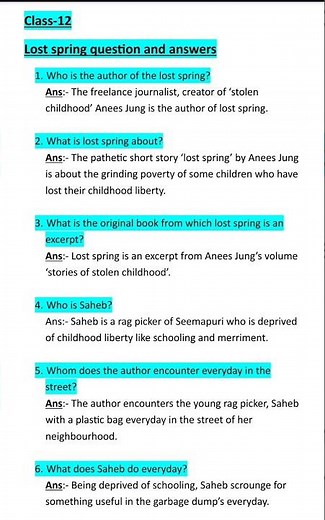 class-12 English Lost spring question and answers #english #answers