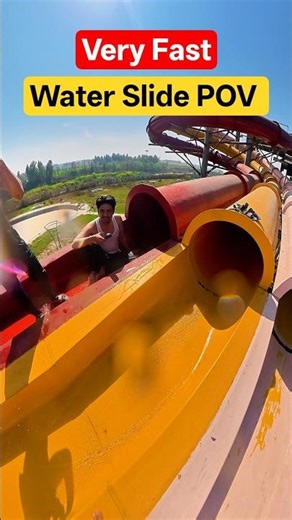 POV Super Fast Pink Down Then Ran Back Up Red Waterslide 😂💦 #Shorts #Waterslide #POV