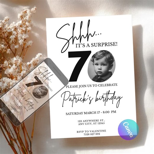 Surprise Birthday Invitation Template | Canva Editable Adult Evite (digital) - Etsy