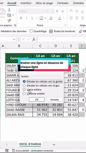 Comment insérer une ligne en dessous de chaque ligne